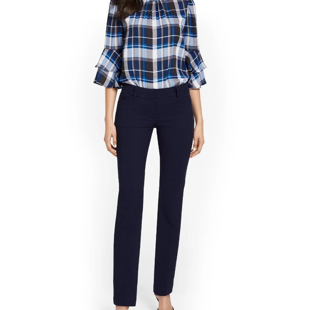 New York & Company Tall Signature Fit Straight-Leg Pant - Navy Size 10